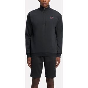 Reebok Identity SL Fleece 1/4 Zip Black/White/red Sweatshirt Size L Reebok Identity SL Fleece 1/4 Zip Black/White/red Sweatshirt Size L