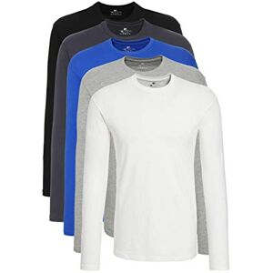 Lower East Basic Men's Long-Sleeved T-Shirt, Pack of 5, White/Black/Blue/Grey/Folkstone Grey, 3XL Lower East Basic Men's Long-Sleeved T-Shirt, Pack of 5, White/Black/Blue/Grey/Folkstone Grey, 3XL