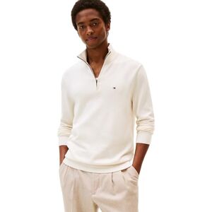 Tommy Hilfiger Men’s Essential Cotton Half Zip Jumper, Off-White (Ivory Petal), L Tommy Hilfiger Men’s Essential Cotton Half Zip Jumper, Off-White (Ivory Petal), L