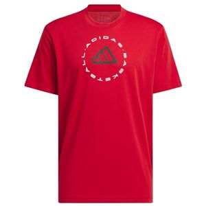 adidas Men's Hoops Emblem Graphic TEE, Better Scarlet, XS adidas Men's Hoops Emblem Graphic TEE, Better Scarlet, XS