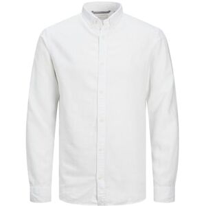 JACK & JONES Jprccmakze Linen Shirt L/S Button Down, Bright White/fit: Comfort fit, L JACK & JONES Jprccmakze Linen Shirt L/S Button Down, Bright White/fit: Comfort fit, L