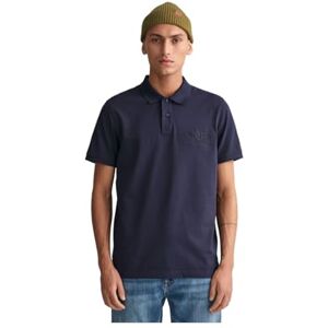 GANT Men's REG Tonal Shield SS Rugger, Evening Blue, XL GANT Men's REG Tonal Shield SS Rugger, Evening Blue, XL