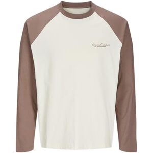 JACK & JONES Men's Jorboston Tee Ls Crew Neck, Deep Taupe, S JACK & JONES Men's Jorboston Tee Ls Crew Neck, Deep Taupe, S