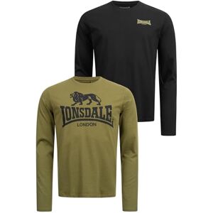 Lonsdale Men's Ayrshire Double Pack T-Shirt Black/Olive Lonsdale Men's Ayrshire Double Pack T-Shirt Black/Olive