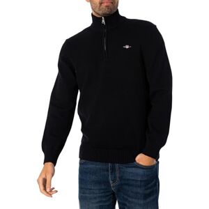 GANT Men's Casual Cotton Half Zip Sweater, Black, 4XL GANT Men's Casual Cotton Half Zip Sweater, Black, 4XL
