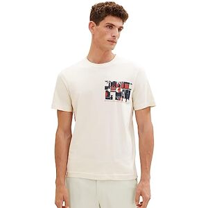 TOM TAILOR Men's T-Shirt with Print Made of Cotton, 18592-vintage Beige, L TOM TAILOR Men's T-Shirt with Print Made of Cotton, 18592-vintage Beige, L