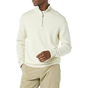 Amazon Essentials Men's 100% Cotton Quarter-Zip Jumper, Ivory, M Amazon Essentials Men's 100% Cotton Quarter-Zip Jumper, Ivory, M