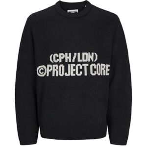 JACK & JONES Men's Jcojake Knit Crew Neck Jumper, Black/Detail:Jacquard, M JACK & JONES Men's Jcojake Knit Crew Neck Jumper, Black/Detail:Jacquard, M