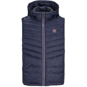 JACK & JONES Men's Jjesprint Bodywarmer Hood Vest, Navy Blazer/Detail:True Red Stitches, L JACK & JONES Men's Jjesprint Bodywarmer Hood Vest, Navy Blazer/Detail:True Red Stitches, L