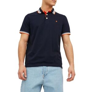 JACK & JONES Mens Paulos Tipped Pique Polo Shirt Black Navy S JACK & JONES Mens Paulos Tipped Pique Polo Shirt Black Navy S