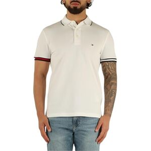 Tommy Hilfiger Men’s Short Sleeve Flag Cuff Slim Fit Polo Shirt, White (White), M Tommy Hilfiger Men’s Short Sleeve Flag Cuff Slim Fit Polo Shirt, White (White), M