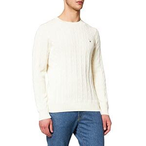 GANT Men's Cotton Cable C-Neck Sweater, Cream, XXL GANT Men's Cotton Cable C-Neck Sweater, Cream, XXL