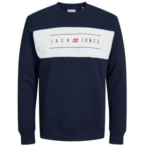 JACK & JONES Men's Jjelliot Block Sweat Crew Neck Sweater, Blazer Navy, XL JACK & JONES Men's Jjelliot Block Sweat Crew Neck Sweater, Blazer Navy, XL