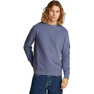 Calvin Klein Men’s Crew Neck Badge Cotton Sweatshirt, Blue (Grisaille), S Calvin Klein Men’s Crew Neck Badge Cotton Sweatshirt, Blue (Grisaille), S