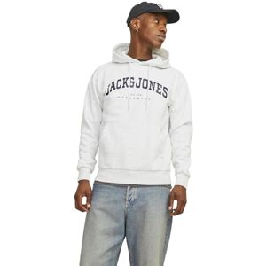 JACK & JONES Men's Jjecaleb Varsity Sweat Hood Noos Sweatshirt, White Melange, M JACK & JONES Men's Jjecaleb Varsity Sweat Hood Noos Sweatshirt, White Melange, M