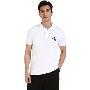 Calvin Klein Men’s Monologo Regular Fit Short Sleeve Polo Shirt, White (Bright White), M Calvin Klein Men’s Monologo Regular Fit Short Sleeve Polo Shirt, White (Bright White), M