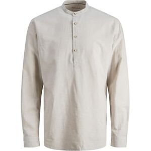 JACK & JONES Men's Jjesummer Half Placket Linen Shirt Ls Sn Chino Shorts, Crockery, M JACK & JONES Men's Jjesummer Half Placket Linen Shirt Ls Sn Chino Shorts, Crockery, M