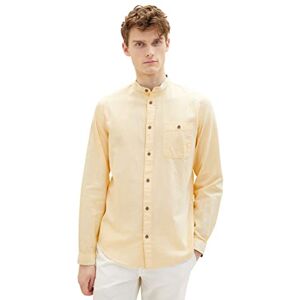TOM TAILOR Men's 1036214 Slim fit Shirt with Stand-up Collar, 31773-Yellow Pinstripe, M TOM TAILOR Men's 1036214 Slim fit Shirt with Stand-up Collar, 31773-Yellow Pinstripe, M
