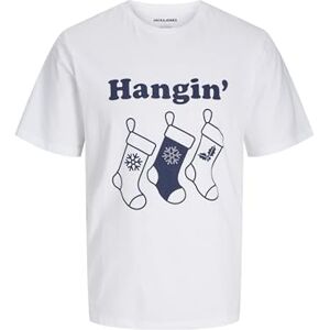 JACK & JONES Men's Jjxmas One Color Funny Tee SS Crew Neck T-Shirt, Bright White, S JACK & JONES Men's Jjxmas One Color Funny Tee SS Crew Neck T-Shirt, Bright White, S