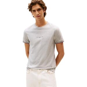 Tommy Hilfiger Men’s Short Sleeve Round Neck Logo Tipped T-Shirt, Grey (Light Grey Heather), M Tommy Hilfiger Men’s Short Sleeve Round Neck Logo Tipped T-Shirt, Grey (Light Grey Heather), M