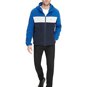 Tommy Hilfiger Men's Hooded Polar Fleece Jacket, Royal/White/Navy, S Tommy Hilfiger Men's Hooded Polar Fleece Jacket, Royal/White/Navy, S