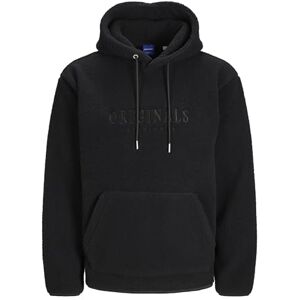 JACK & JONES Men's Jorfrederiksberg Teddy Sweat Hood Sn Sweatshirt, Black, S JACK & JONES Men's Jorfrederiksberg Teddy Sweat Hood Sn Sweatshirt, Black, S