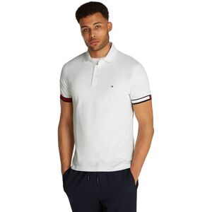 Tommy Hilfiger Men’s Short Sleeve Flag Cuff Slim Fit Polo Shirt, White (White), XXL Tommy Hilfiger Men’s Short Sleeve Flag Cuff Slim Fit Polo Shirt, White (White), XXL
