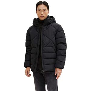 TOM TAILOR Men's Puffer Jacket with Hood 1032484, 29999 Black, XL TOM TAILOR Men's Puffer Jacket with Hood 1032484, 29999 Black, XL