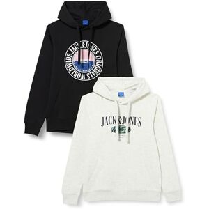 JACK & JONES Men's Jorcobin Sweat Hood 2pk Mp Sweatshirt, Black, XL JACK & JONES Men's Jorcobin Sweat Hood 2pk Mp Sweatshirt, Black, XL