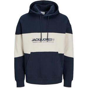 JACK & JONES JACK&JONES Men's JJELEGACY Blocking Sweat Hood NOOS Sweatshirt, Navy Blazer/Detail:Blocking, XS JACK & JONES JACK&JONES Men's JJELEGACY Blocking Sweat Hood NOOS Sweatshirt, Navy Blazer/Detail:Blocking, XS