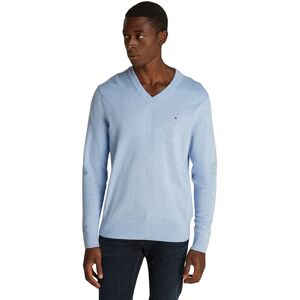 Tommy Hilfiger Men’s V-Neck Regular Fit Jumper, Blue (Vessel Blue Heather), S Tommy Hilfiger Men’s V-Neck Regular Fit Jumper, Blue (Vessel Blue Heather), S