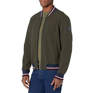 Tommy Hilfiger Men's Lightweight Varsity Rib Knit Bomber Jacket Shell, Olive Softshell, XXL Tommy Hilfiger Men's Lightweight Varsity Rib Knit Bomber Jacket Shell, Olive Softshell, XXL