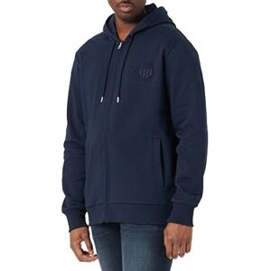 GANT Men's REG Tonal Shield Full Zip Hoodie Hooded Sweatshirt, Evening Blue, XL GANT Men's REG Tonal Shield Full Zip Hoodie Hooded Sweatshirt, Evening Blue, XL