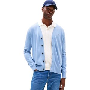 Tommy Hilfiger Men's Essential Cotton Cardigan with Button Placket, Blue (Brisk Blue), XXL Tommy Hilfiger Men's Essential Cotton Cardigan with Button Placket, Blue (Brisk Blue), XXL