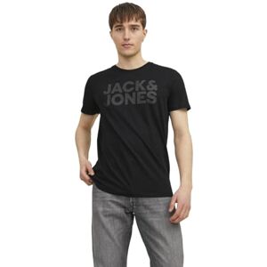 JACK & JONES Men's Jjecorp Logo Tee Ss O-Neck Noos T-Shirt, Black/Fit:Slim/Large Print/Black, L JACK & JONES Men's Jjecorp Logo Tee Ss O-Neck Noos T-Shirt, Black/Fit:Slim/Large Print/Black, L