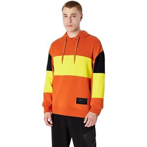 Armani Exchange Men's Cotton French Terry Colorblock Pullover Hoodie Sweatshirt Hooded, Orange/Yellow, S Armani Exchange Men's Cotton French Terry Colorblock Pullover Hoodie Sweatshirt Hooded, Orange/Yellow, S