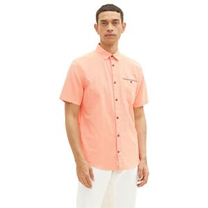 TOM TAILOR Men's 1036236 Chambray Short-Sleeve Chest Pocket Shirt, 31850-Orange White, M TOM TAILOR Men's 1036236 Chambray Short-Sleeve Chest Pocket Shirt, 31850-Orange White, M