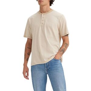 Levi's Men's SS 4 Button Henley Shirt, Shore Stripe Safari, L Levi's Men's SS 4 Button Henley Shirt, Shore Stripe Safari, L