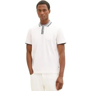 TOM TAILOR Men's 1036370 Pique Polo Shirt with Chest Pocket, 10332-Off White, XL TOM TAILOR Men's 1036370 Pique Polo Shirt with Chest Pocket, 10332-Off White, XL
