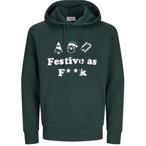 JACK & JONES Men's Jjxmas One Colour Funny Sweat Hood Sweatshirt, Scarab, L JACK & JONES Men's Jjxmas One Colour Funny Sweat Hood Sweatshirt, Scarab, L