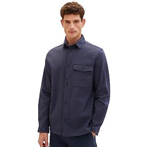 TOM TAILOR Men's 1037439 Dobby Overshirt Shirt with High Stretch, 32374-navy Zig zag Structure, XL TOM TAILOR Men's 1037439 Dobby Overshirt Shirt with High Stretch, 32374-navy Zig zag Structure, XL