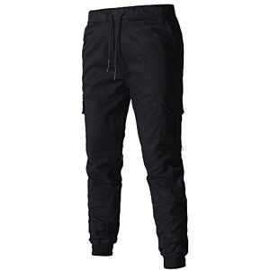 Creoqiji Tracksuit Bottoms Men's Polyester Trousers Casual Jogging Bottoms Bandage Loose Men's Colour String Sport Fashion Men's Trousers Corduroy Trousers, black, M