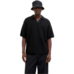 JACK & JONES Men's Jorparos Knit Easter Ss Crochet Polo, Black, XXL JACK & JONES Men's Jorparos Knit Easter Ss Crochet Polo, Black, XXL