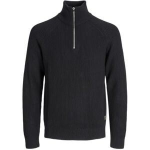 JACK & JONES Men's Jjpannel Knit Half Zip Aw25 Pls, Black, 5XL JACK & JONES Men's Jjpannel Knit Half Zip Aw25 Pls, Black, 5XL