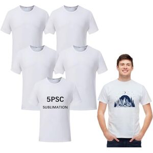 ORJ 5 Pieces Polyester Adult Tshirts for Sublimation White Blank Crew Neck Men Short Sleeve T-Shirt, 2X-Large, XXX-Small ORJ 5 Pieces Polyester Adult Tshirts for Sublimation White Blank Crew Neck Men Short Sleeve T-Shirt, 2X-Large, XXX-Small