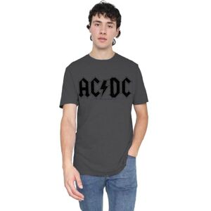 AC/DC ACDC Worn Logo Unisex T Shirt, Charcoal, Large AC/DC ACDC Worn Logo Unisex T Shirt, Charcoal, Large