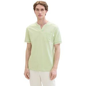 TOM TAILOR Men's 1041785 Basic Serafino T-Shirt with Stripes, 35599-Sea Green Fine, S TOM TAILOR Men's 1041785 Basic Serafino T-Shirt with Stripes, 35599-Sea Green Fine, S