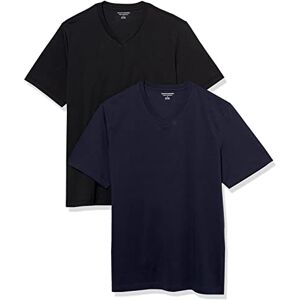 Amazon Essentials Men's Regular-Fit Short-Sleeve V-Neck T-Shirt (Available in Big & Tall), Pack of 2, Black/Navy, XX-Large Amazon Essentials Men's Regular-Fit Short-Sleeve V-Neck T-Shirt (Available in Big & Tall), Pack of 2, Black/Navy, XX-Large