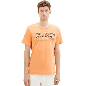 TOM TAILOR Men's 1036426 T-Shirt with Print, 22195 Fruity Melon Orange, XXL TOM TAILOR Men's 1036426 T-Shirt with Print, 22195 Fruity Melon Orange, XXL