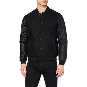 Urban Classics Men's Apparel Oldschool College Jacket blk/blk Size:L Urban Classics Men's Apparel Oldschool College Jacket blk/blk Size:L